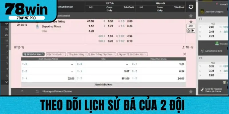 Xem xét lịch sử đá của 2 đội trước khi đặt cược